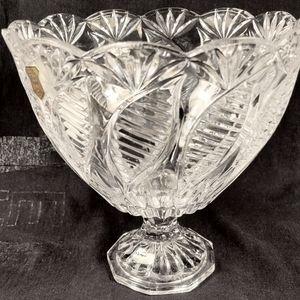 Unique Large Genuine Lead Crystal Footed Bowl